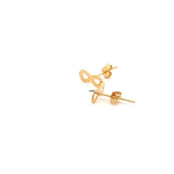 18K Gold Earrings Stud Infinity Very Tiny 0.44 grams - Picture 3 of 9